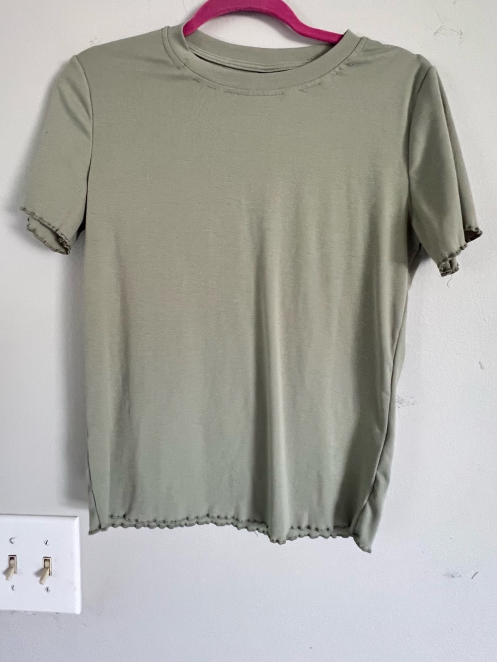Men's Olive Short Sleeve Crew Tee with Lettuce Hem